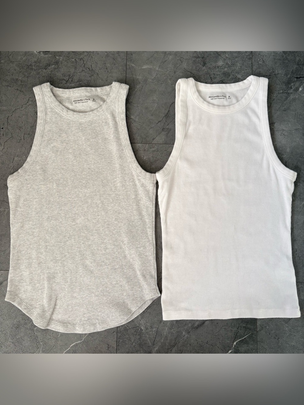 Abercrombie & Fitch Ribbed Tank Top Bundle Size M White + Heather Gray